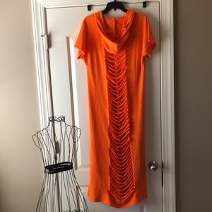 Distressed back dress